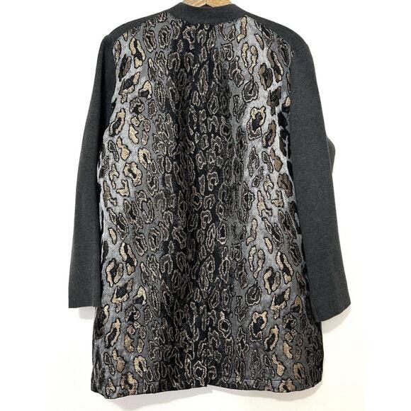 Chicos Cardigan Womens Size 3 US XL Gray Mixed Media Open Front Sweater Pockets - Picture 6 of 10